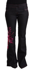 Exte Chic Mid Waist Flared Black Denim Jeans - Retail Flare