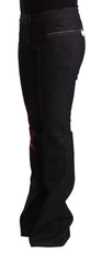 Exte Chic Mid Waist Flared Black Denim Jeans - Retail Flare