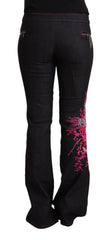 Exte Chic Mid Waist Flared Black Denim Jeans - Retail Flare