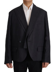 Dolce & Gabbana Sleek Double Breasted Navy Linen Blazer - Retail Flare