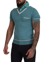 Dolce & Gabbana Elegant Silk Polo Tee with Boat Collar Print - Retail Flare