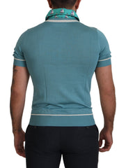 Dolce & Gabbana Elegant Silk Polo Tee with Boat Collar Print - Retail Flare