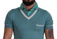 Dolce & Gabbana Elegant Silk Polo Tee with Boat Collar Print - Retail Flare
