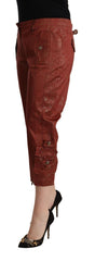 Just Cavalli Chic Brown Cropped Cotton Pants - Retail Flare