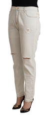 PINKO White Mid Waist Skinny Denim Jeans - Retail Flare