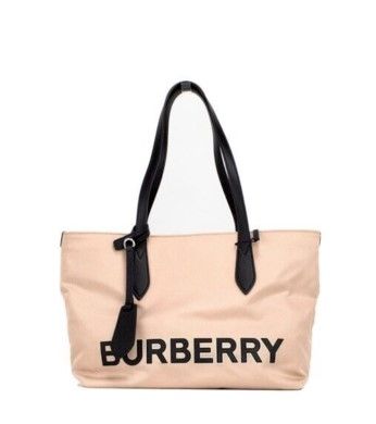 Burberry Small Rose Beige Logo Branded Econyl Nylon Tote Shoulder Handbag Purse - Retail Flare