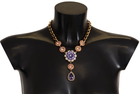 Dolce & Gabbana Elegant Floral Crystal Statement Necklace - Retail Flare