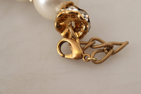 Dolce & Gabbana Elegant Faux Pearl Charm Necklace with Crystal Accents - Retail Flare