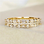 Multilayer Ring Three - layer Fine Circle Line Setting For Women Full Finger Rings Jewelry Gifts