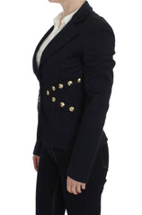 Exte Chic Black Stretch Blazer with Gold Button Detail - Retail Flare