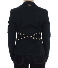 Exte Chic Black Stretch Blazer with Gold Button Detail - Retail Flare