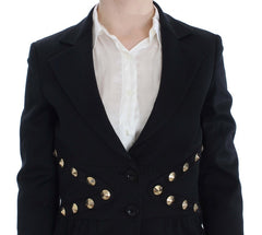 Exte Chic Black Stretch Blazer with Gold Button Detail - Retail Flare