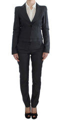 Exte Chic Gray Cotton Blend Pantsuit Ensemble - Retail Flare