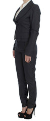 Exte Chic Gray Cotton Blend Pantsuit Ensemble - Retail Flare