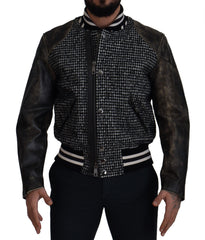 Dolce & Gabbana Multicolor Houndstooth Leather Bomber Jacket - Retail Flare