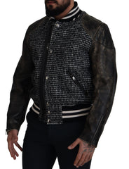 Dolce & Gabbana Multicolor Houndstooth Leather Bomber Jacket - Retail Flare