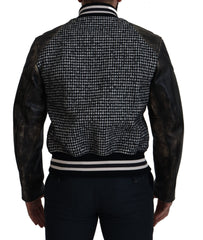 Dolce & Gabbana Multicolor Houndstooth Leather Bomber Jacket - Retail Flare