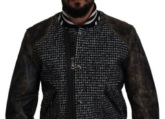Dolce & Gabbana Multicolor Houndstooth Leather Bomber Jacket - Retail Flare