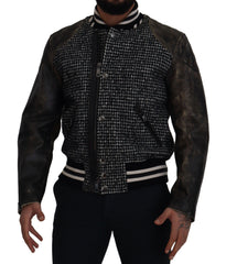 Dolce & Gabbana Multicolor Houndstooth Leather Bomber Jacket - Retail Flare