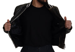 Dolce & Gabbana Multicolor Houndstooth Leather Bomber Jacket - Retail Flare