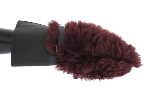 Dolce & Gabbana Elegant Black & Bordeaux Leather Gloves - Retail Flare
