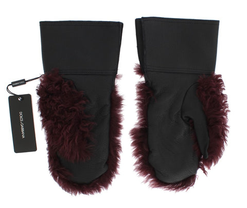 Dolce & Gabbana Elegant Black & Bordeaux Leather Gloves - Retail Flare