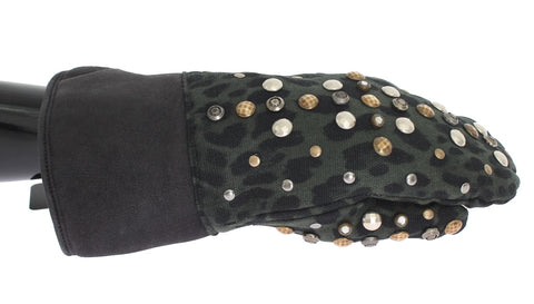 Dolce & Gabbana Elegant Studded Gray Wool Shearling Gloves - Retail Flare