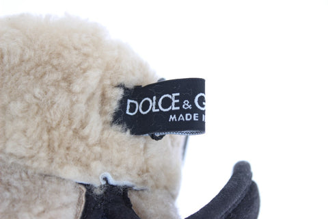 Dolce & Gabbana Chic Gray Wool & Shearling Gloves with Studded Details - Retail Flare