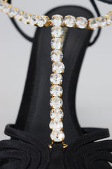 Dolce & Gabbana Elegant Silk Blend Crystal T-Strap Heels - Retail Flare