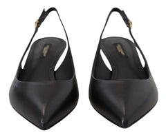 Dolce & Gabbana Elegant Black Leather Slingback Pumps - Retail Flare