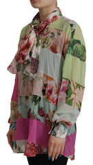 Dolce & Gabbana Elegant Floral Patchwork Silk Blouse - Retail Flare