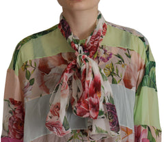 Dolce & Gabbana Elegant Floral Patchwork Silk Blouse - Retail Flare