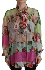 Dolce & Gabbana Elegant Floral Patchwork Silk Blouse - Retail Flare