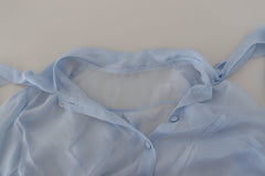 Dolce & Gabbana Elegant Silk Ascot Collar Blouse in Light Blue - Retail Flare