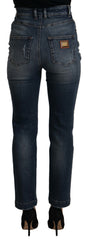 Dolce & Gabbana High Waist Skinny Designer Jeans in Blue - Retail Flare