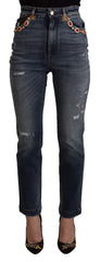 Dolce & Gabbana High Waist Skinny Designer Jeans in Blue - Retail Flare