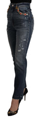Dolce & Gabbana High Waist Skinny Designer Jeans in Blue - Retail Flare