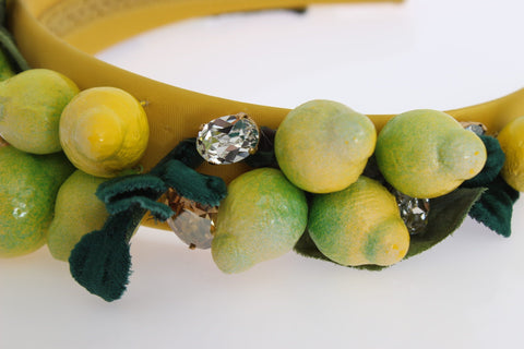 Dolce & Gabbana Exquisite Silk Crystal Lemon Headband Diadem - Retail Flare