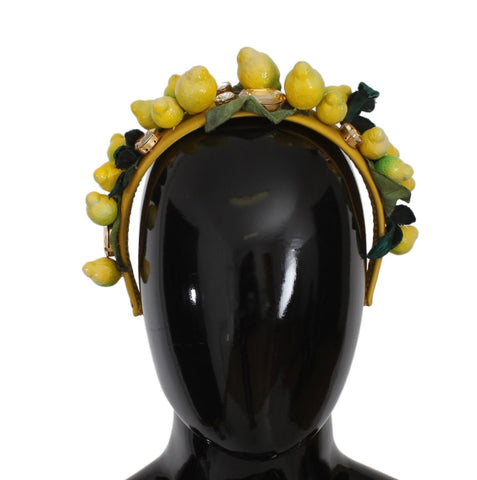 Dolce & Gabbana Exquisite Silk Crystal Lemon Headband Diadem - Retail Flare