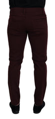 Dolce & Gabbana Slim Fit Bordeaux Jeans - Italian Luxury - Retail Flare
