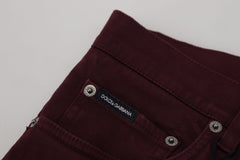 Dolce & Gabbana Slim Fit Bordeaux Jeans - Italian Luxury - Retail Flare