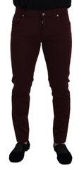 Dolce & Gabbana Slim Fit Bordeaux Jeans - Italian Luxury - Retail Flare