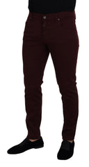 Dolce & Gabbana Slim Fit Bordeaux Jeans - Italian Luxury - Retail Flare