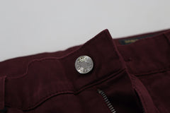 Dolce & Gabbana Slim Fit Bordeaux Jeans - Italian Luxury - Retail Flare