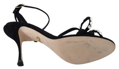Dolce & Gabbana Elegant Suede High Sandals with Crystal Bows - Retail Flare
