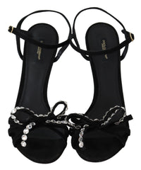 Dolce & Gabbana Elegant Suede High Sandals with Crystal Bows - Retail Flare