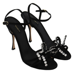 Dolce & Gabbana Elegant Suede High Sandals with Crystal Bows - Retail Flare