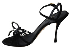 Dolce & Gabbana Elegant Suede High Sandals with Crystal Bows - Retail Flare