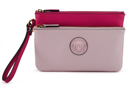 Versace Elegant Pink Leather Pouch Clutch - Retail Flare