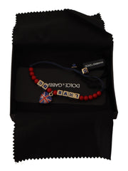 Dolce & Gabbana Elegant Blue, Red Glass & Zama Bracelet - Retail Flare